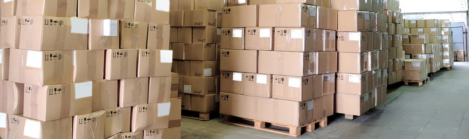 pallets of boxes