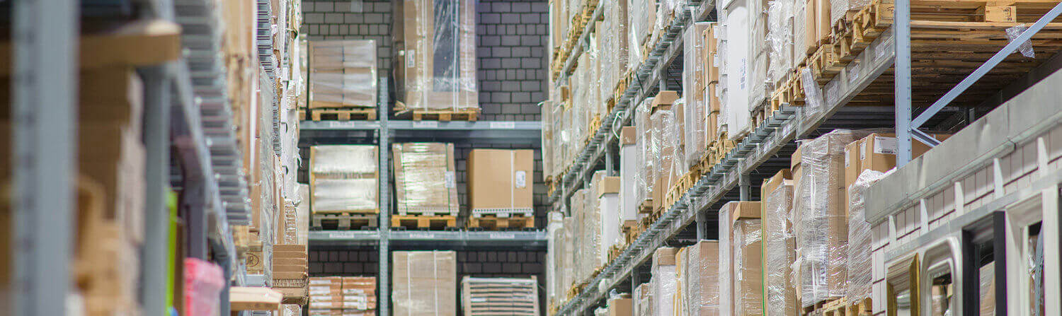 Tall warehouse shelves