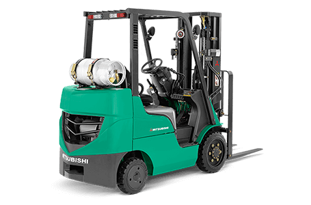 Back right view of Mitsubishi forklift truck
