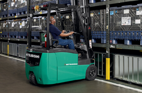 Front view of Mitsubishi forklift truck