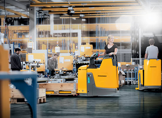 Jungheinrich ERE Pallet Trucks in Use in a Warehouse Setting